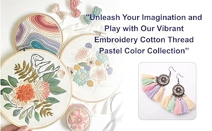 Cotton Embroidery Skeins Floss for Long Stitch, Cross Stitch Thread Friendship Bracelets Art and Crafts Etc.Each Skeins 7.5 Mtr 6 Ply.160 Color 200 Pcs Combo Pack (Pastel Fancy Color 200 Pcs) - View 5 of 6