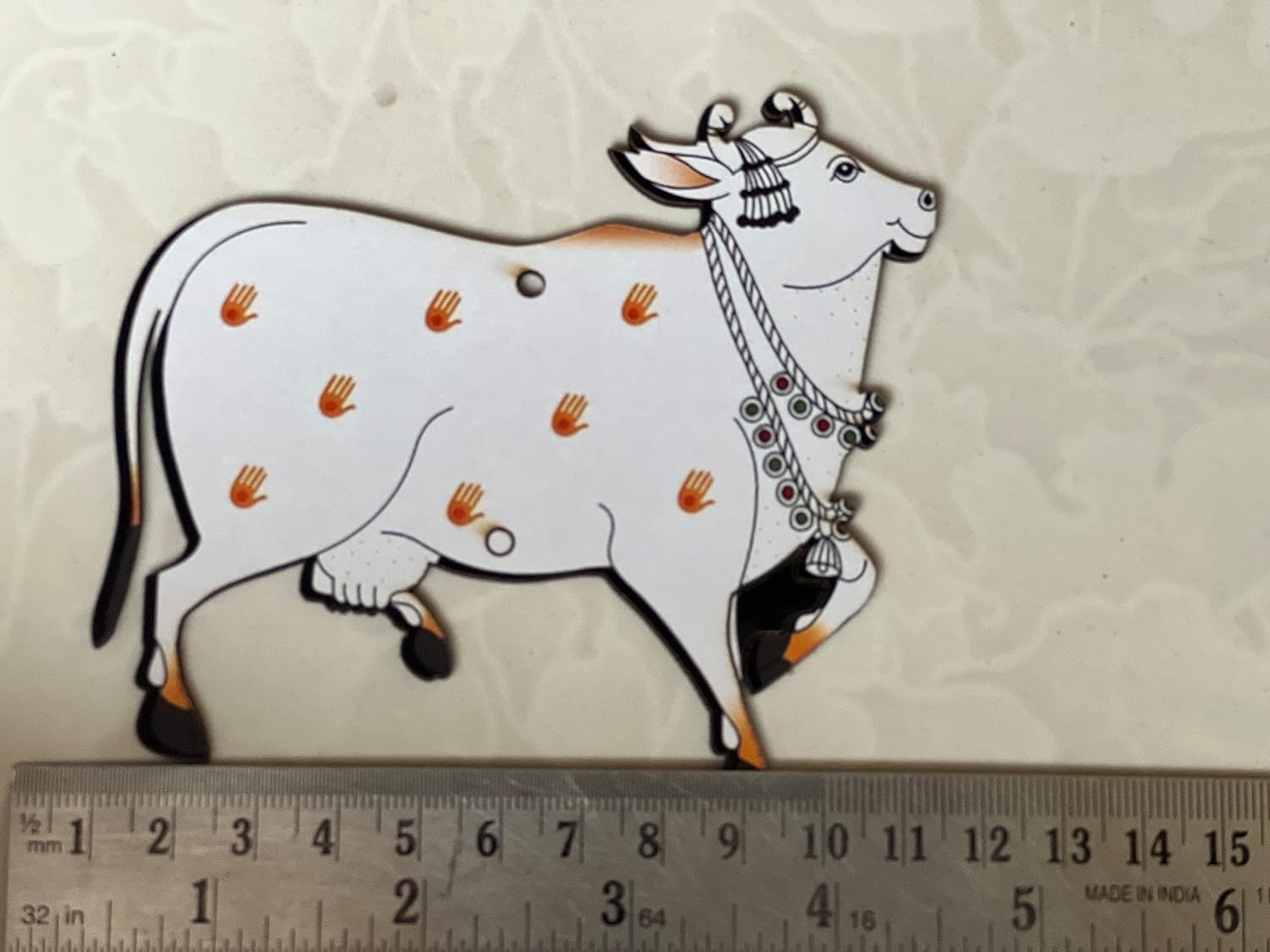 Kavya Fashion Set of 10(10 Cow &amp; 10 Lotus) Lotus &amp; Cow MDF Wooden Cutout|DIY Rangoli Kit|Decoration for Diwali|for Rangoli, Pooja, Decorations, Festival Gift, Wedding Decorations.Designer (White) FROM INDIA (SAM) - View 2 of 3