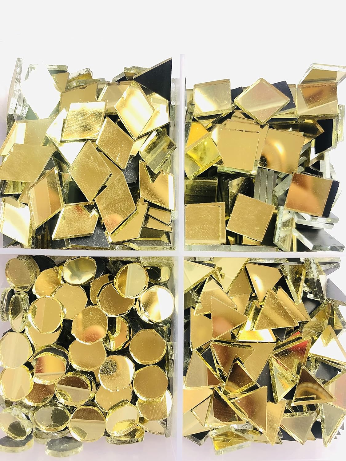 Kavya Fashion Mix Mirror kit for Jewellery Making,Other Craft Work Like Project &amp; lippan Art, mud Work[Free Fabric Glue] (COM(Total-400 piece-100 Piece of Each Shape) BO of 4- Golden) FROM INDIA (SAM) - View 2 of 4