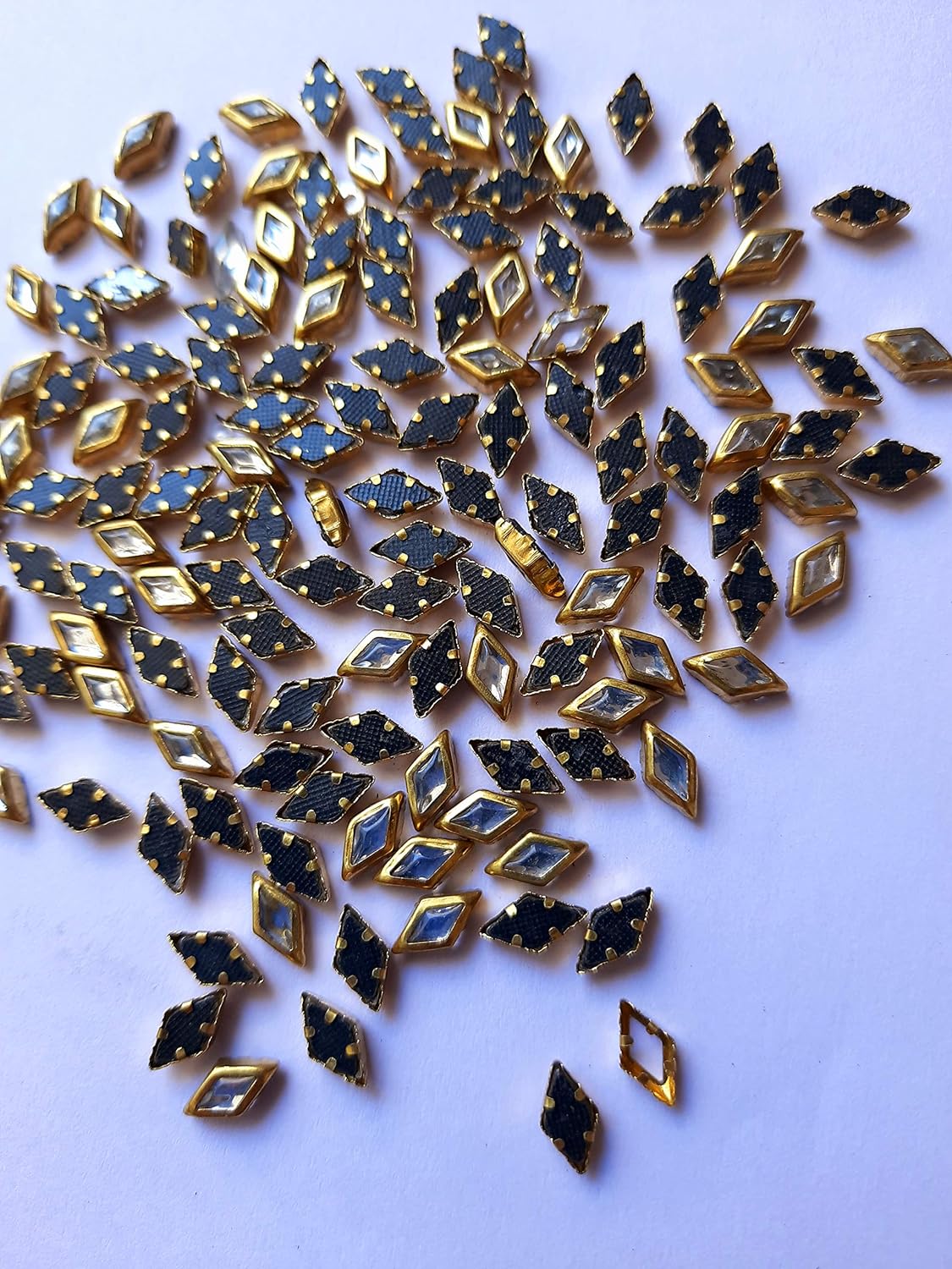Kavya fashion Diamond Shape Kundan Stone for Embroidery, Craft and Jewellery Making, Golden, 8 mm, 250 Piece with Fabric Glue Cone FROM INDIA (SAM) - View 2 of 4