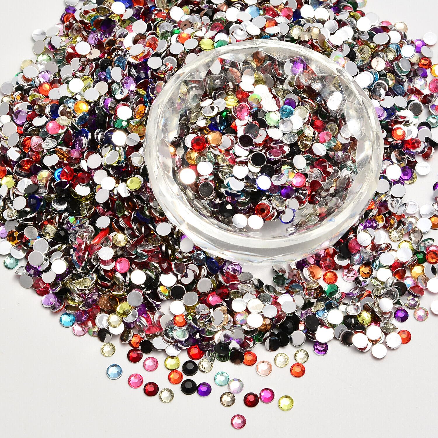 Kundans Beads Stone or Rhinestone for Art &amp; Craft, Jewellery Making, Bangles, Embroidery &amp; DIY Works (White) ;(10000 Pieces) (5mm, LCG Gold) - View 2 of 3