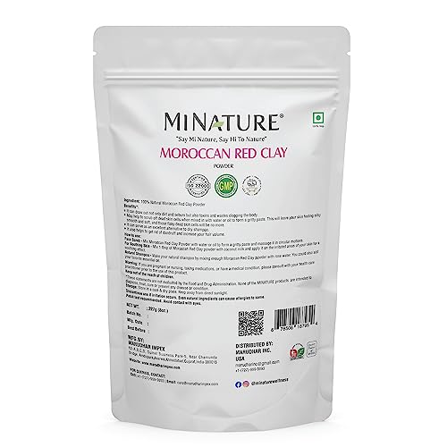 mi nature Moroccan Red Clay Powder For Hair, Skin & Body | Natural Mask & Skin Treatment | Detoxifies, Removes impurities & Hair Shampoo| Unisex Ally Skin Type | 227g(8 oz) - View 2 of 3
