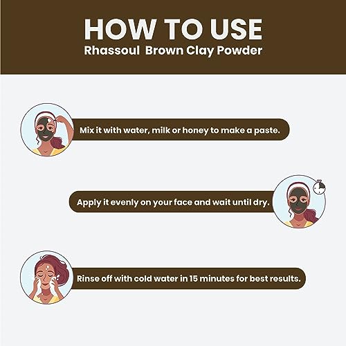 mi nature Rhassoul Brown Clay Powder For Fairness Sun-Tan Acne-Spot Face Pack &amp; Hair Pack| All Skin Type &amp; Unisex use| 100% pure &amp; Natural | (227g/1/2 lb/8 Oz) - View 3 of 3