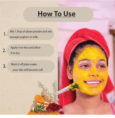 Ubtan Face and Body Pack by mi nature | Turmeric, Barley, Chickpeas, Neem, sandalwood, Mograflower, Saffron and Rose Petal | Remove Acne | | 227g (8 oz.) (0.5 lb) | from India - View 3 of 3