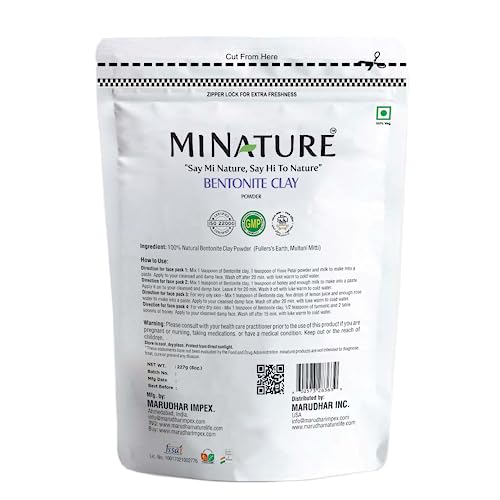 mi nature Multani Mitti/Clay Powder, 100% Pure Natural Bentonite Clay Powder for Detoxifying &amp; Glowing Skin Care &amp; Herbal Silky &amp; Smooth Hair |227g(8 oz) (0.5 lb) - View 2 of 4