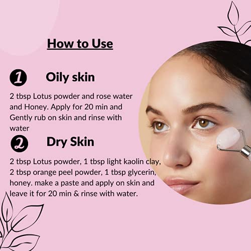 Lotus Powder by mi nature | Lotus Flower Powder | Nelumbo nucifera | 227g (8 oz)(0.5 lb) | 100% Natural | Lotus Petal Powder | Natural Conditioner | Face Pack | Flawless Skin - View 2 of 2