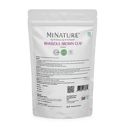 mi nature Rhassoul Brown Clay Powder For Fairness Sun-Tan Acne-Spot Face Pack &amp; Hair Pack| All Skin Type &amp; Unisex use| 100% pure &amp; Natural | (227g/1/2 lb/8 Oz) - View 2 of 3