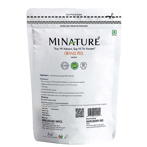 mi nature Orange Peel Powder,100% Pure&amp;Natural Orange Peel Powder For Skin&amp;Body Care|Citrus Aurantium For D-Tan/Glowing Skin/Fack Pack/Skin Lightning/Natural Face Pack(All Types Of Skin /227G(8Oz) - View 2 of 3