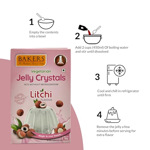 BAKERS Jelly Crystals Litchi Flavour Ready to Make Pack of 3 (90 gm x 3) (FROM INDIA SAB) - View 2 of 6