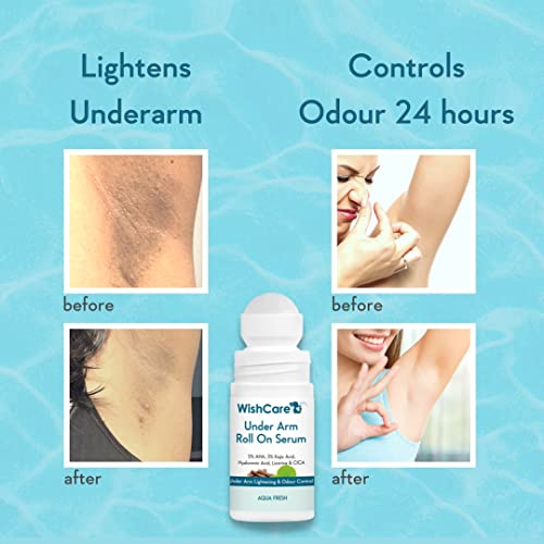 WishCare Underarm Roll On Serum - 5% AHA, 3% Kojic Acid, HA, Licorice - Underarm Lightening & Odour Control - Long Lasting Aqua Fragrance-50ml - View 3 of 3