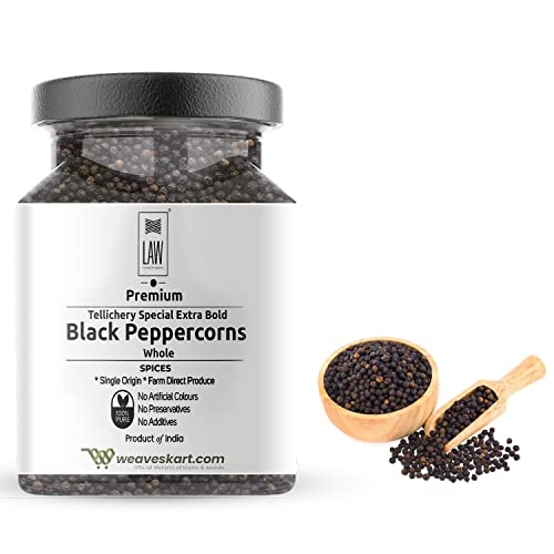 looms &amp; weaves - Premium Single origin Tellichery Special Extra Bold Black Peppercorns Whole - 100 gm (in GLASS JAR) - View 2 of 4