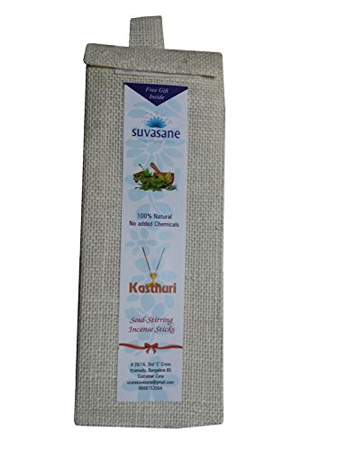 Suvasane Kasturi Fragrance Pure Natural Agarbatti (No Added Chemicals), 6 Packs of 6 Sticks Each, Brown 9" Sticks in Jute Bag - Related product