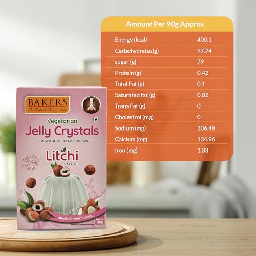 BAKERS Jelly Crystals Litchi Flavour Ready to Make Pack of 3 (90 gm x 3) (FROM INDIA SAB) - View 5 of 6