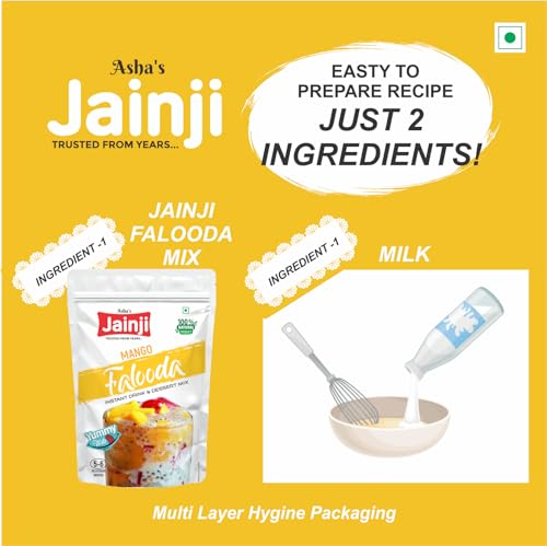 Jainji Faluda Mix Mango Flavoured Indian Sweet and Dessert Ready Mix Instant Faluda 400 Gm - View 2 of 3