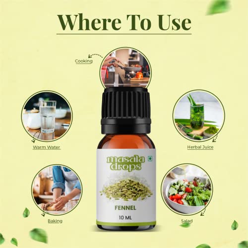 Masala Drops Aromatic Fennel - 10 ML | Pure &amp; Natural | For Cooking Traditional Indian recipes, Curries, Marination, Seasoning, Warm water and flavouring food (Pack of 1) - View 3 of 3