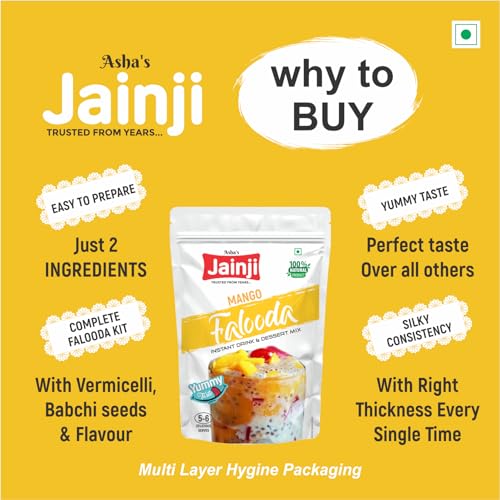 Jainji Faluda Mix Mango Flavoured Indian Sweet and Dessert Ready Mix Instant Faluda 400 Gm - View 3 of 3