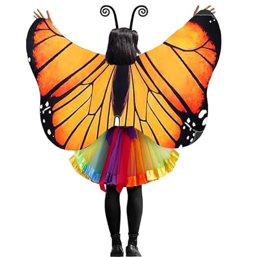 SNOOGG butterfly wing with Rainbow Skirt Dress for Fancy Dress, Party Costumes Halloween Costume School Competition ans more - View 3 of 4