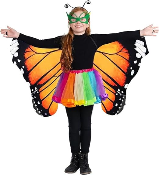 SNOOGG butterfly wing with Rainbow Skirt Dress for Fancy Dress, Party Costumes Halloween Costume School Competition ans more - View 2 of 4
