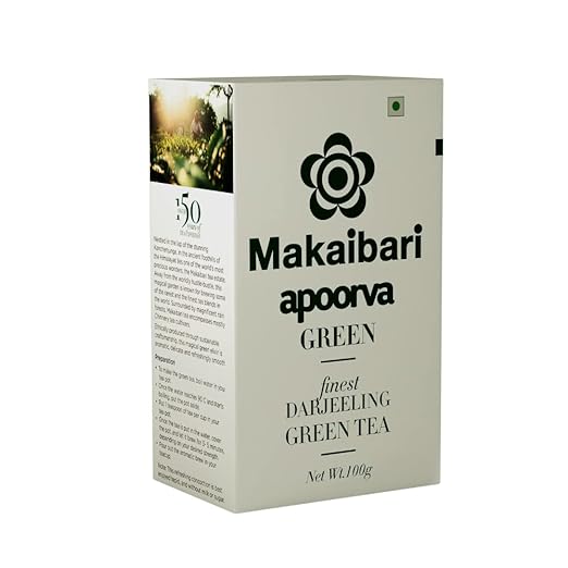 Makaibari Apoorva Organic Darjeeling Whole Long Leaf Green Tea | USDA Certified Premium Green Tea | Anti-Oxidants, Immunity Booster | Green Tea | 100g (FROM INDIA SAB) - View 2 of 6