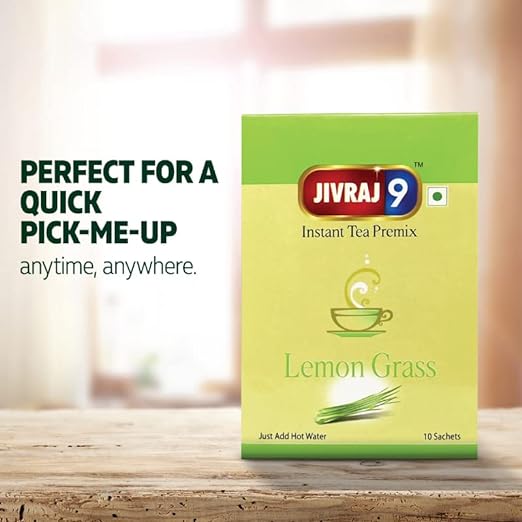 Jivraj 9 Instant Tea Premix, Lemongrass Tea Premix, Lemongrass Flavour | Pack of 1 (10 Sachets) (FROM INDIA SAB) - View 5 of 5