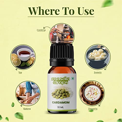 Masala Drops Aromatic Cardamom (Elaichi) - 10 ML | Pure &amp; Natural | For Cooking, Baking, Milk Tea, Green Tea, Black Tea, Lemon Tea, Black Coffee, Desserts and food flavouring (Pack of 1) - View 3 of 3
