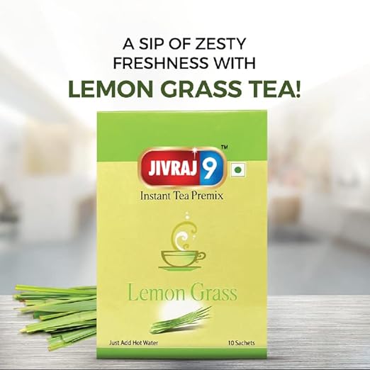 Jivraj 9 Instant Tea Premix, Lemongrass Tea Premix, Lemongrass Flavour | Pack of 1 (10 Sachets) (FROM INDIA SAB) - View 4 of 5