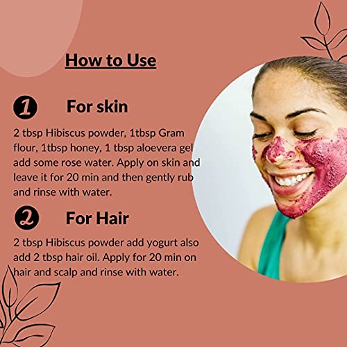 mi nature USDA CERTIFIED 100% Pure, Natural and Organic Hibiscus Powder(SABDARIFFA) For Hair,Skin and Health |114g (1 lb) - View 2 of 3
