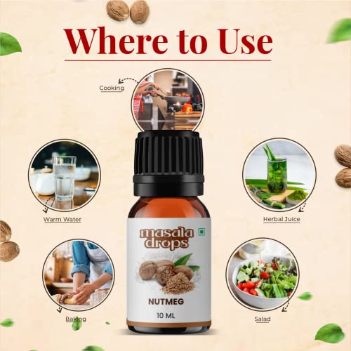 Masala Drops Aromatic Nutmeg - 10 ML | Pure &amp; Natural | For Cooking, Baking, Sweets and Savory, puddings, Fruit salads, Indian, Middle Eastern, and Caribbean cuisines (Pack of 1) - View 3 of 3