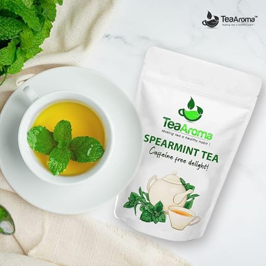 Tea Aroma Spearmint Tea Caffeine Free Delight For PCOD,PCOS,Facial hair, Acne,Hormonal balance - 100g (FROM INDIA SAB) - View 5 of 6