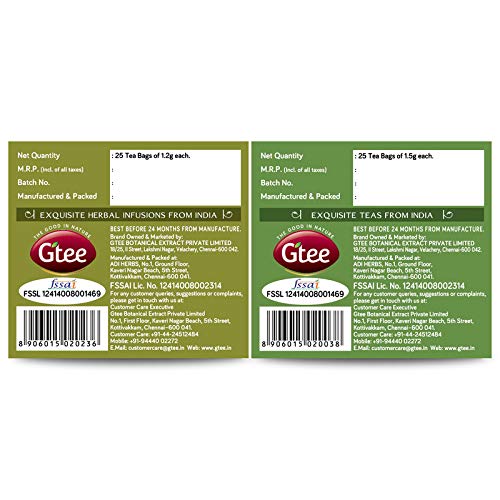 GTEE Green Tea Bags - Regular &amp; Tulsi Tea Bags, 25 Tea bags (Pack of 2) SAB - View 6 of 7