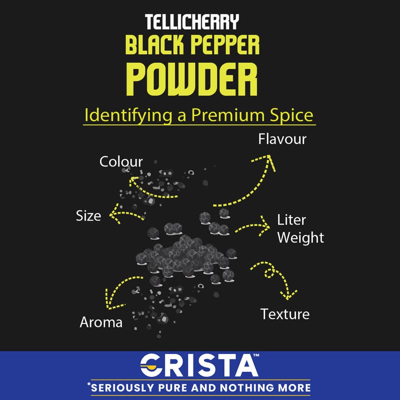 CRISTA Tellicherry Black Pepper Powder | Sun-dried | Zero added Colours, Fillers, Additives &amp; Preservatives | High Volatile Oil Content | Natural | 50 gms FROM INDIA (SAM) - View 2 of 3