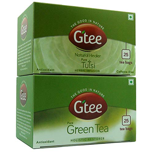 GTEE Green Tea Bags - Regular &amp; Tulsi Tea Bags, 25 Tea bags (Pack of 2) SAB - View 3 of 7