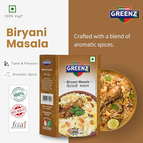Greenzz Biryani Masala Powder, Authentic and Royal Taste Spices, For Veg and Chicken Biriyani, Easy To Cook, 50 Gm - View 3 of 3
