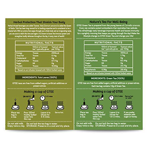 GTEE Green Tea Bags - Regular &amp; Tulsi Tea Bags, 25 Tea bags (Pack of 2) SAB - View 4 of 7