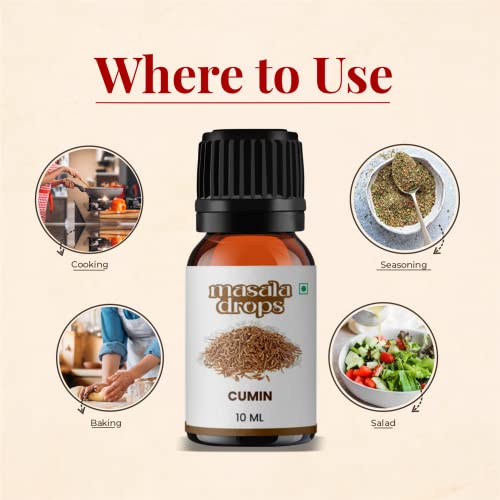 Masala Drops Aromatic Cumin - 10 ML | Pure &amp; Natural | For Cooking Traditional recipes, Curries, Baking, Tea, Warm water, Herbal Juices, Salads (Pack of 1) - View 2 of 3