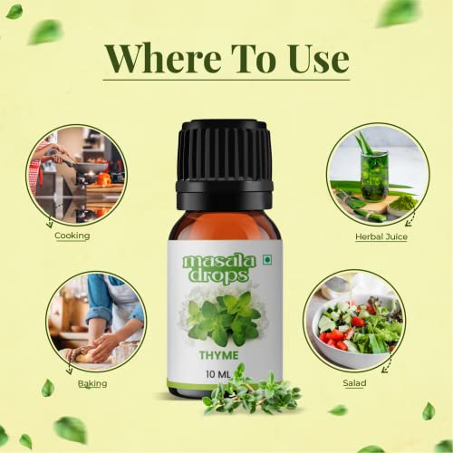 Masala Drops Aromatic Thyme - 10 ML | Pure &amp; Natural | For Continental cuisine, Marination, Seasoning, Salads, Shakes and Smoothies (Pack of 1) - View 3 of 3