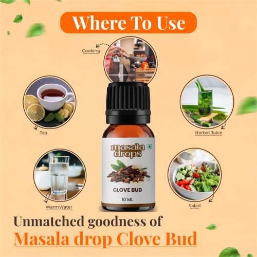 Masala Drops Aromatic Clove - 10 ML | Pure &amp; Natural | For Cooking, Milk Tea, Green Tea, Black Tea, Lemon Tea, Kadha and Herbal Juices (Pack of 1) - View 2 of 3