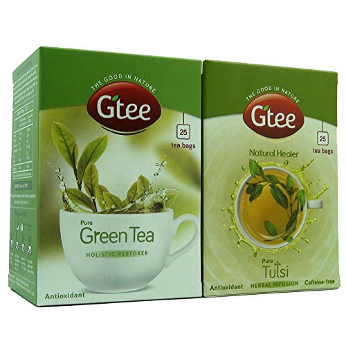 GTEE Green Tea Bags - Regular &amp; Tulsi Tea Bags, 25 Tea bags (Pack of 2) SAB - View 2 of 7