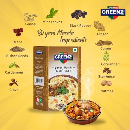 Greenzz Biryani Masala Powder, Authentic and Royal Taste Spices, For Veg and Chicken Biriyani, Easy To Cook, 50 Gm - View 2 of 3