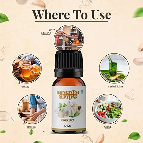 Masala Drops Aromatic Garlic - 10 ML | Pure &amp; Natural | For Traditional Cooking, biryani, Curries, Gravies, pulao, Warm water and Honey (Pack of 1) - View 3 of 3
