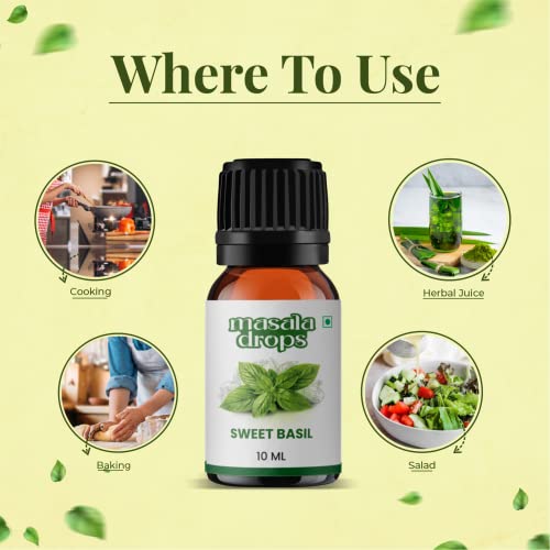 Masala Drops Aromatic Sweet Basil - 10 ML | Pure &amp; Natural | For Continental cuisine, Marination, Seasoning, Salads, Shakes and Smoothies (Pack of 1) - View 3 of 3