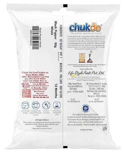 Chukde Kaali Mirch Sabut, Black Peppercorns Whole Spices, 50g - View 2 of 2