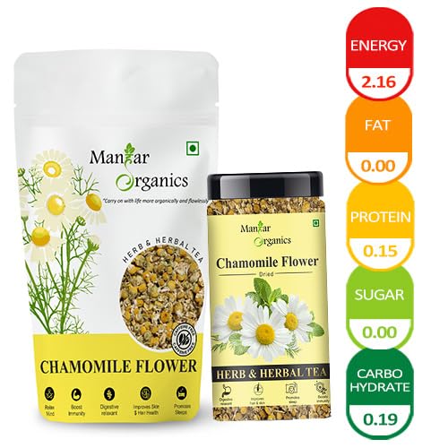 ManHar Organics Dried Chamomile Flower 100gm Whole Flower Buds of Chamomile |Sleep Relief &amp; Stress Relief |Herbal Tea-Caffeine Free - View 2 of 2