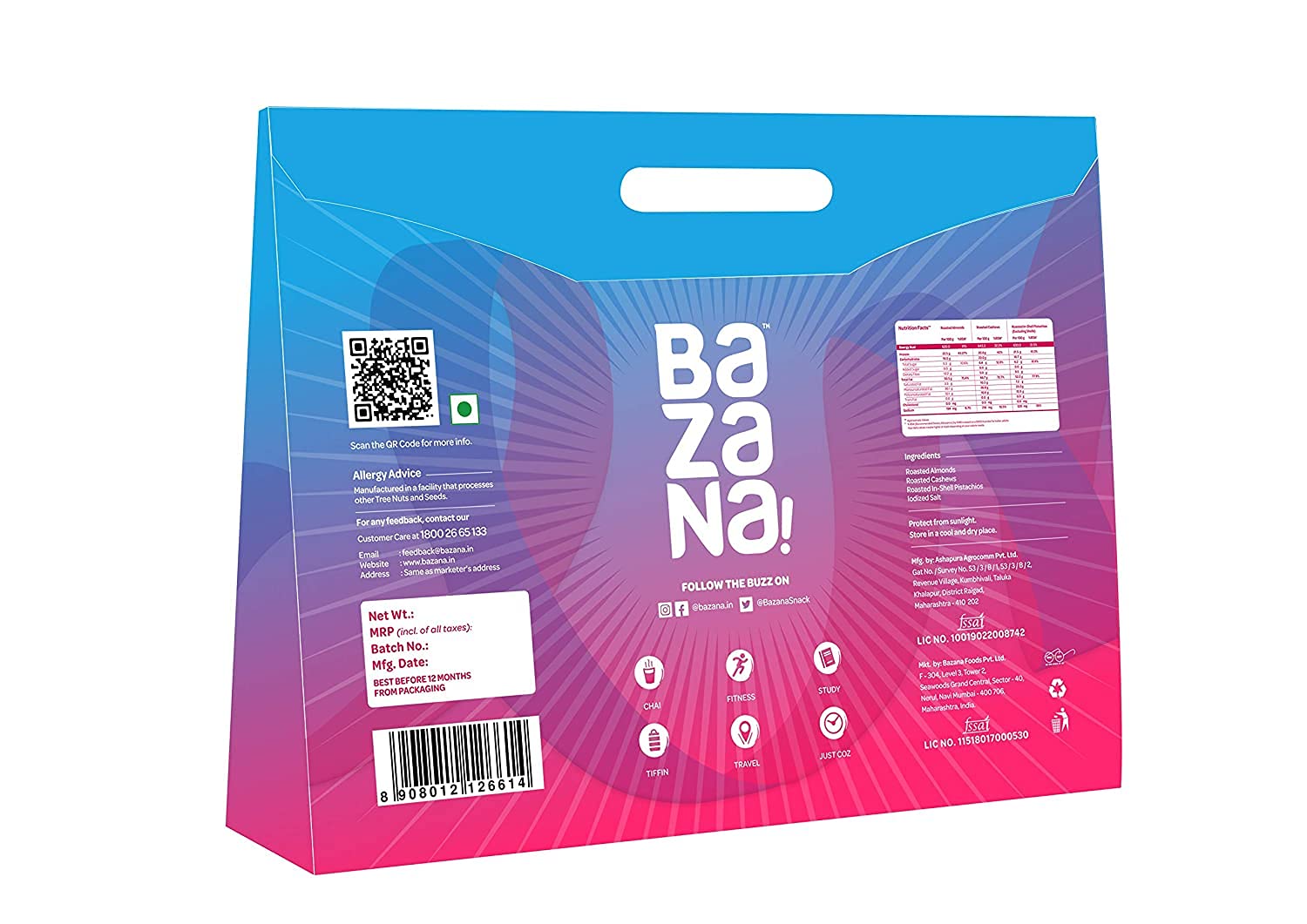 Bazana - Premium Roasted Salted Almonds, Cashews, Pistachios Combo Pack 515g | Nutritious Heart-Healthy Snack | Perfect for Gifting | Enhances Flavor in Dishes | Dry Nut Mix FROM INDIA (SAM) - View 2 of 4