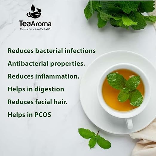 Tea Aroma Spearmint Tea Caffeine Free Delight For PCOD,PCOS,Facial hair, Acne,Hormonal balance - 100g (FROM INDIA SAB) - View 2 of 6