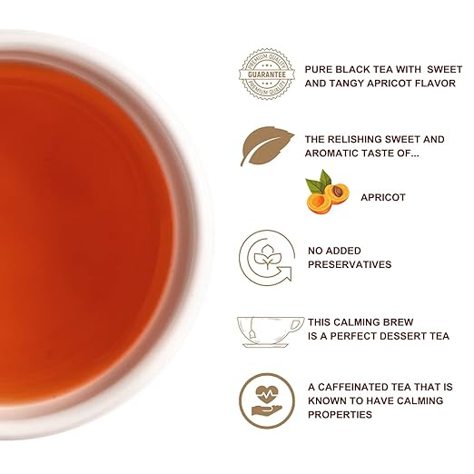 Premiers Apricot Flavoured Tea, Fruity Black Tea, Loose Leaf Tea, 125 Gms, 62 Cups, Make Iced or Hot Tea, Sweet and Tart Taste of Apricot in Black Tea, Elegant Metal Caddy (FROM INDIA SAB) - View 3 of 6