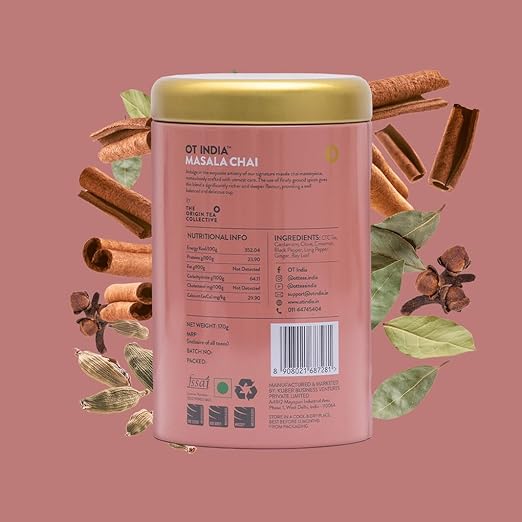OT India Masala Chai Tin &amp; Elaichi Chai Tin - Premium Mix of 7 Spices Tea &amp; Cardamom Tea (Pack of 2 x 170g) (FROM INDIA SAB) - View 3 of 7
