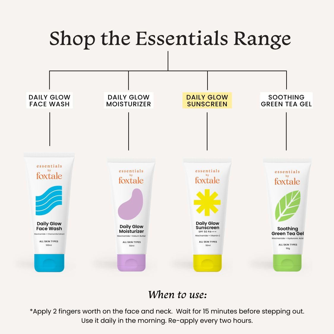 Foxtale Essentials Daily Glow Sunscreen SPF 50 PA+++ with Vitamin C and Niacinamide, UVA and UVB filters - No White Cast, Non-Greasy Formula, Anti-Tan Formula, For Men & Women, 50 ml - View 8 of 8