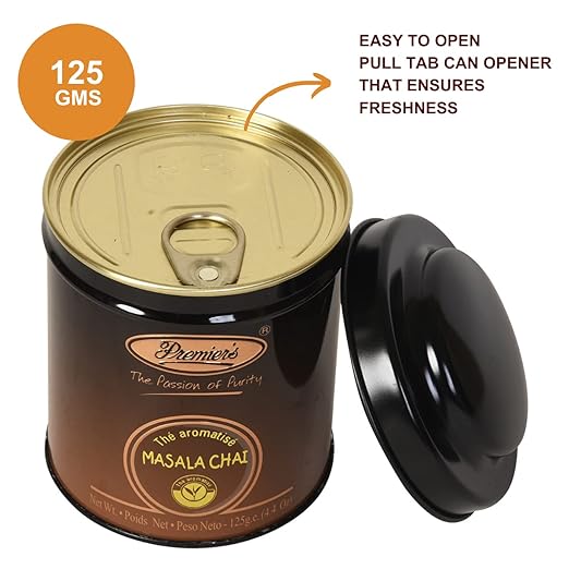 Premiers Masala Chai, Spice Flavoured Tea, Loose leaf tea, 125 gms, 62 Cups, No Additives, Tastes Best with Milk, Nostalgic Taste of Masala Chai, Elegant Metal Caddy (FROM INDIA SAB) - View 2 of 6