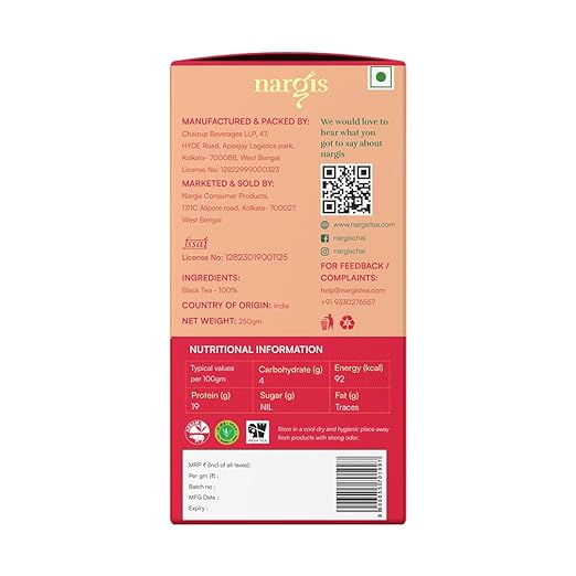 Nargis Tea Premium Chai 250gm | Danedar Chai - CTC Chai with Long Leaves | Fresh Handpicked Assam Tea Leaves | Luxury Experience for Tea Connoisseurs | No Extra Ingredients (FROM INDIA SAB) - View 5 of 5